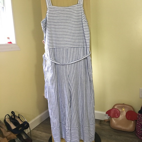 beachlunchlounge Pants - Talia Striped Linen Jumpsuit NWT